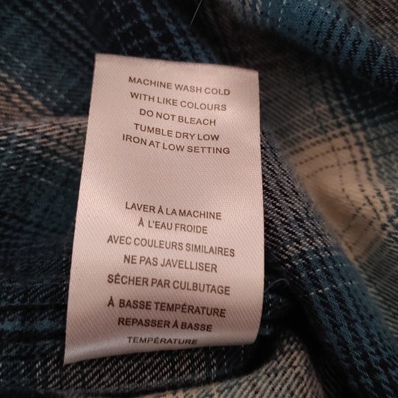 Warehouse One Men's Sz XXL Teal/Navy Blue Long Sleeve Shirt w Pockets - Picture 12 of 12